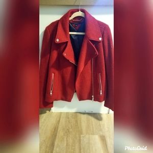 Red Wool Motorcycle Jacket